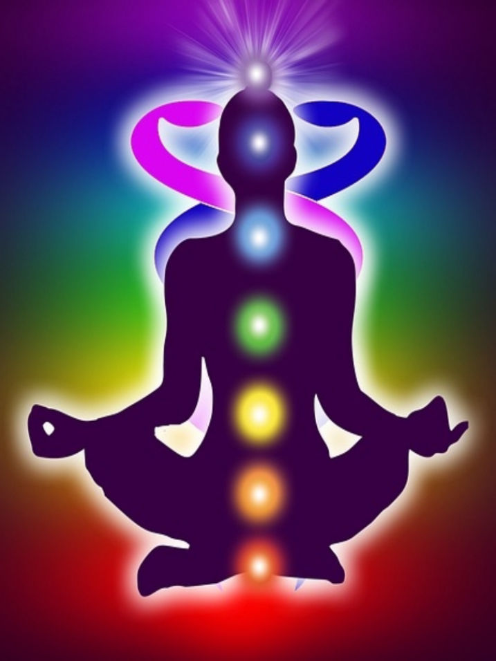 An artists impression of a male in the Yoga Lotus position